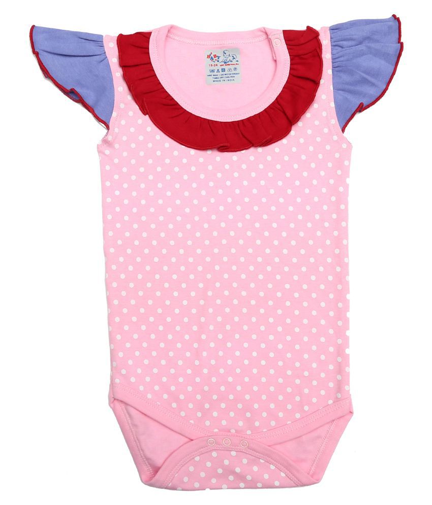     			Kaboos Pink Colour Designer Romper for Baby Girls