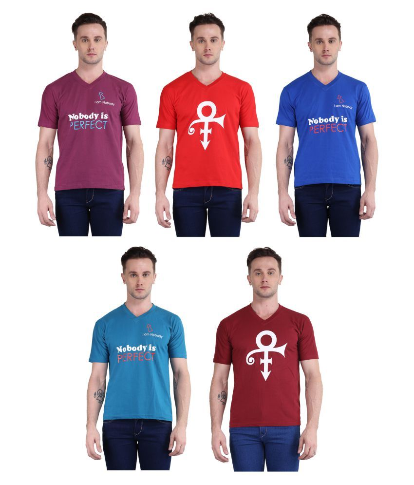     			British Terminal Multi V-Neck T-Shirt Pack of 5