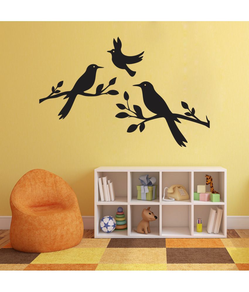 Impression Wall Birds Pvc Vinyl Black Sticker Pack Of 1