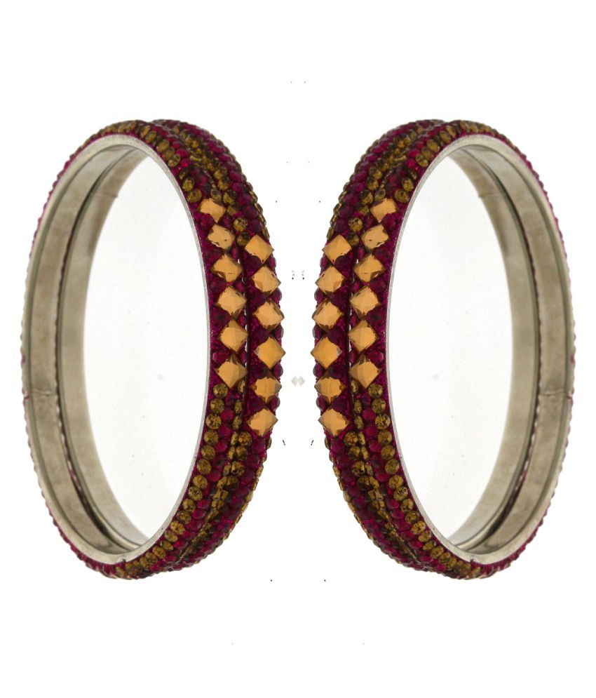 Anuradha Art Red Finish Studded Shimmering Stone Classy Ethnic Bangles Set for Women//Girls