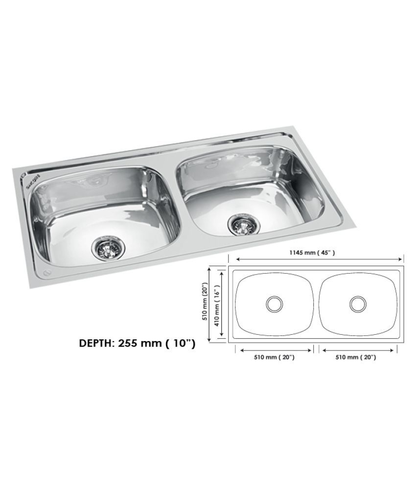 Buy SINCORE Stainless Steel Double Bowl Sink Without Drainboard ...