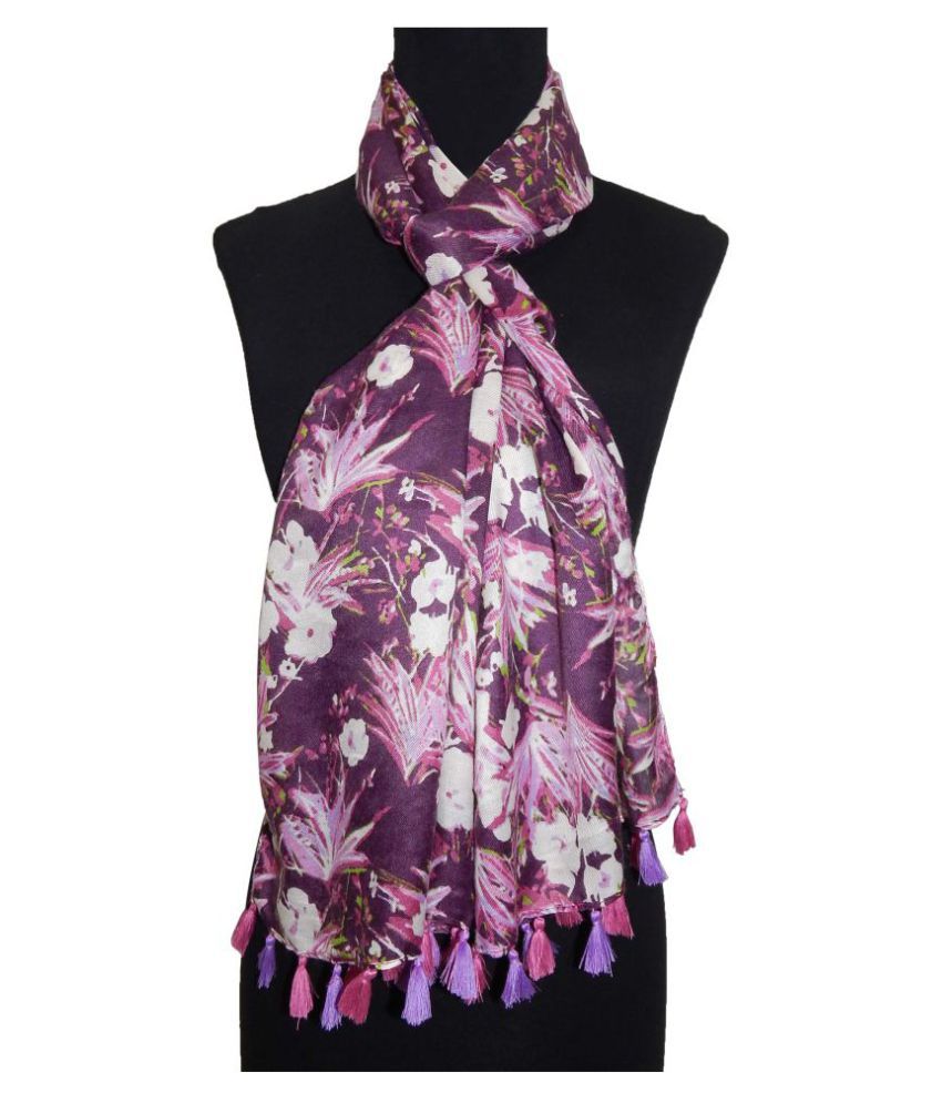  BOLLYWOOD  ACCESSORY  Purple Floral Polyester Stoles Buy 