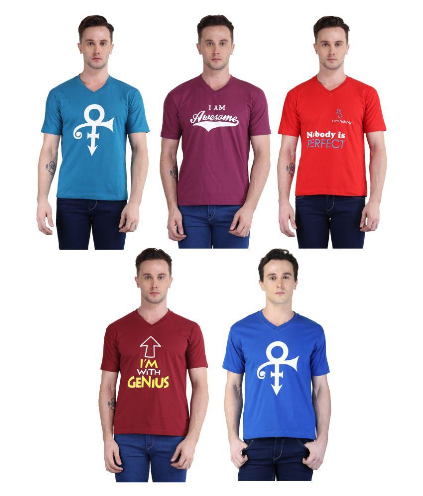     			British Terminal Pack of 5 100 Percent Cotton Slim Fit Men's T-Shirt ( Multi )