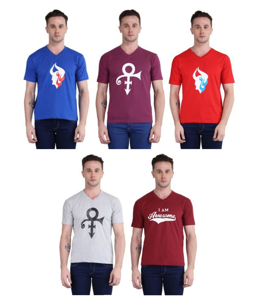     			British Terminal Pack of 5 100 Percent Cotton Slim Fit Men's T-Shirt ( Multi )