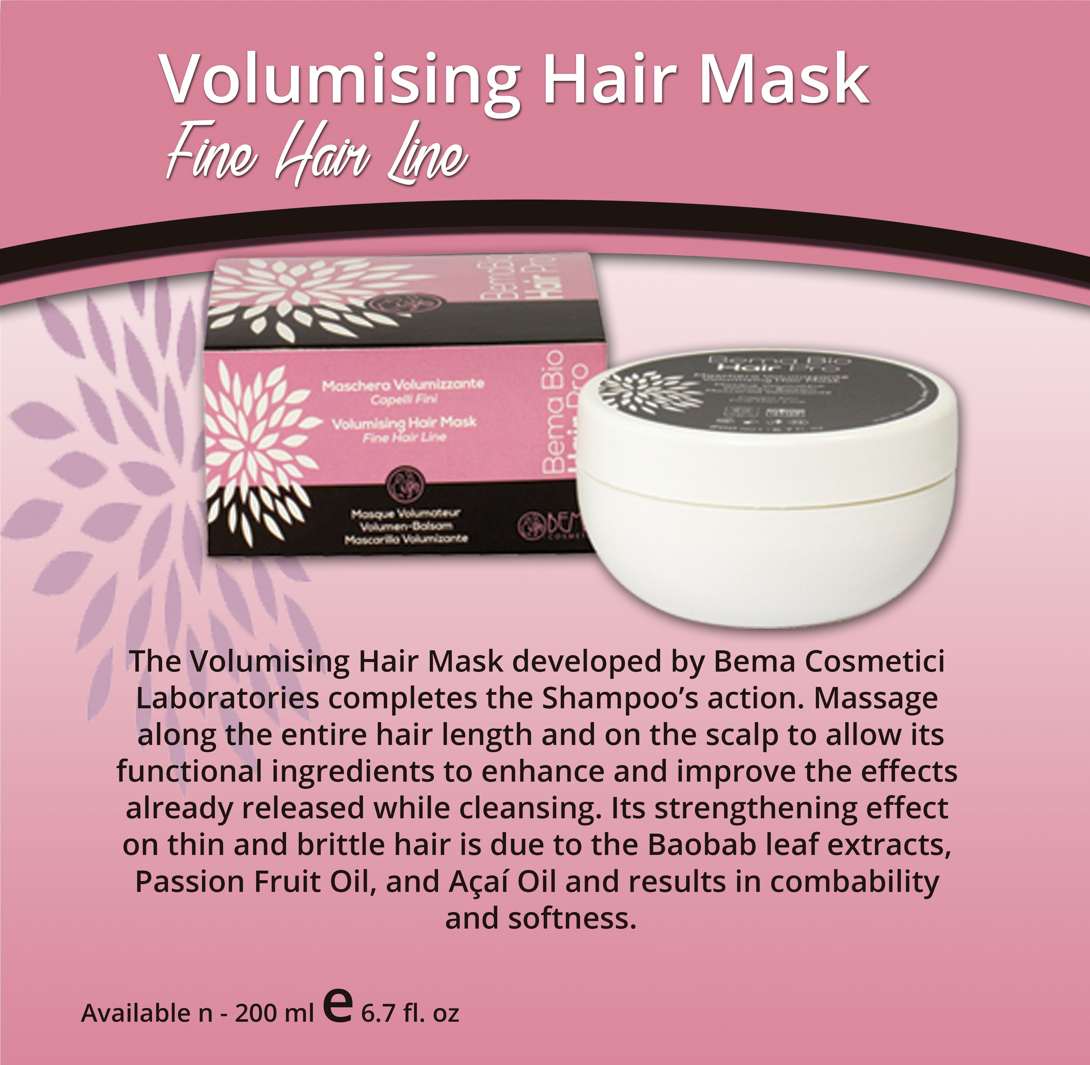 Bema Volumising Hair Mask Made In Italy Deep Conditioner 250 Ml