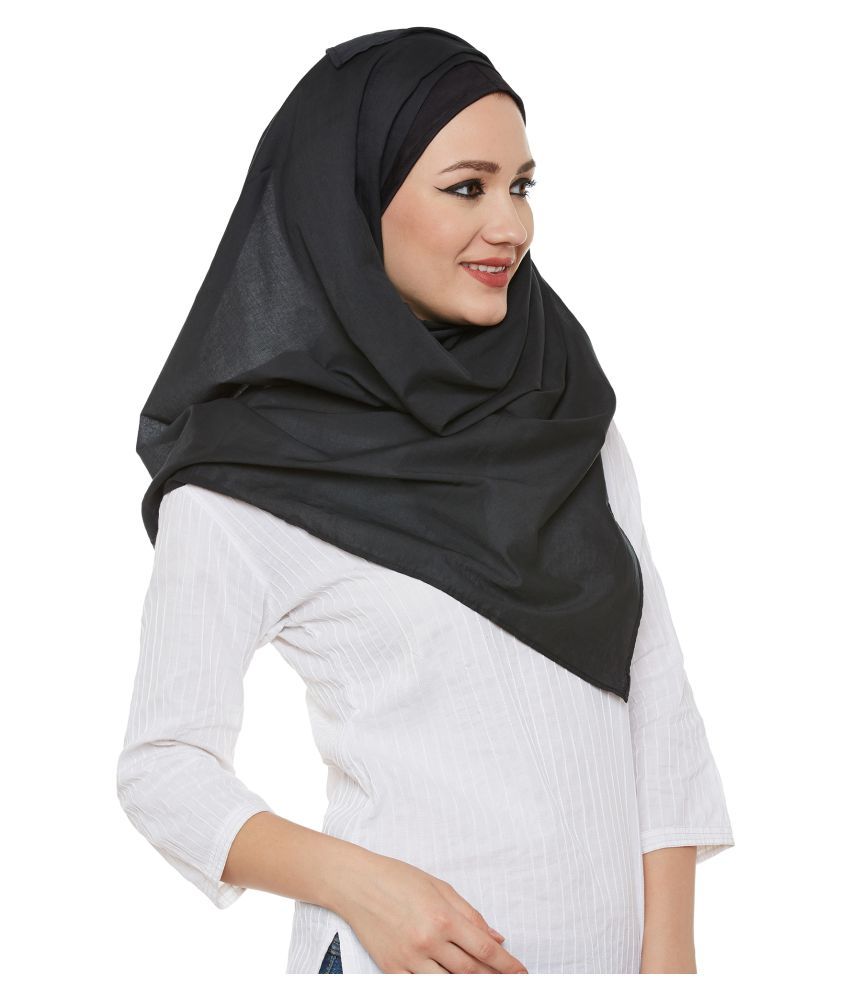 Momin Libas Black Cotton Semi Stitched Hijabs Price in India Buy