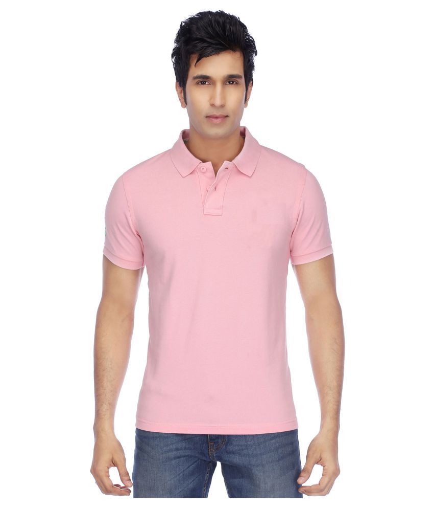     			FUNKY GUYS Pink Slim Fit Polo T Shirt