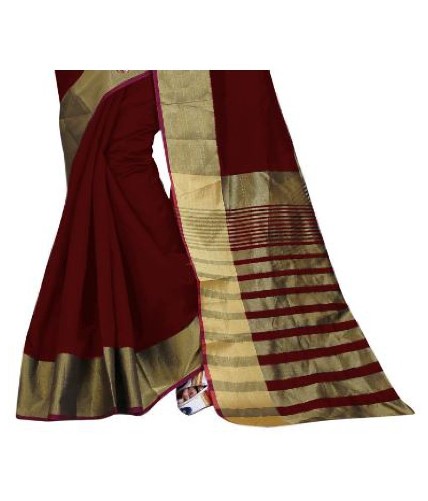 maroon cotton silk saree