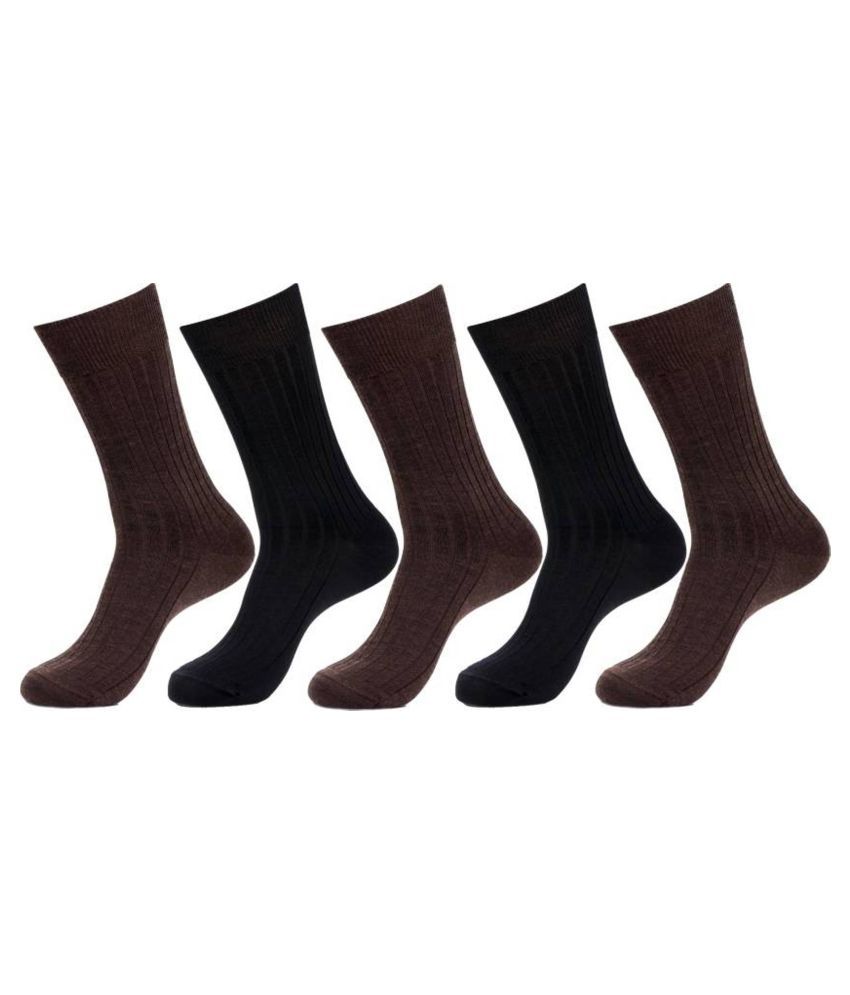     			Tahiro Multicolour Cotton Casual Mid Length Socks - Pack Of 5