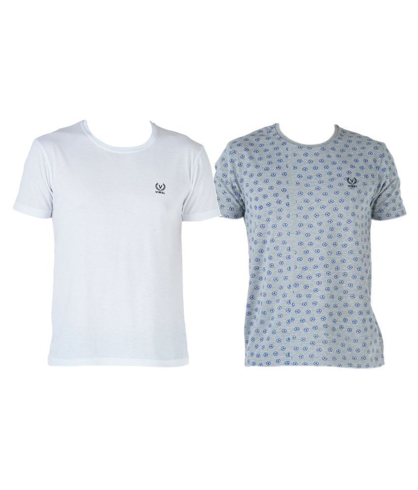     			Vimal Jonney Multi Round T-Shirt Pack of 2