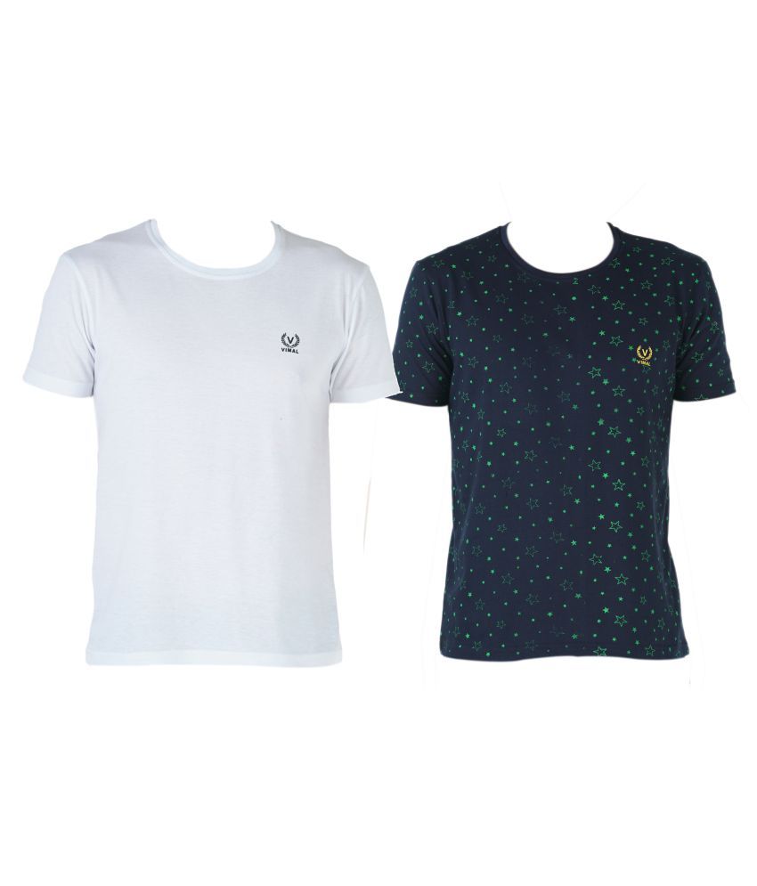     			Vimal Jonney Multi Round T-Shirt Pack of 2