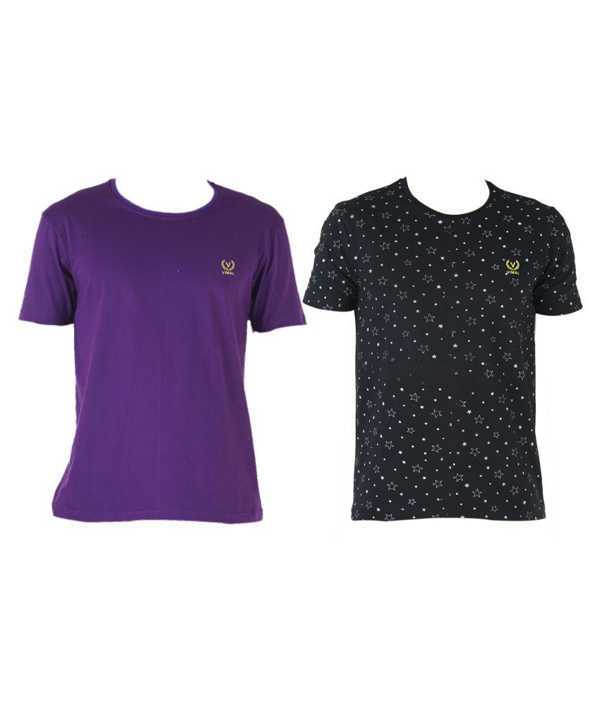     			Vimal Jonney Multi Round T-Shirt Pack of 2