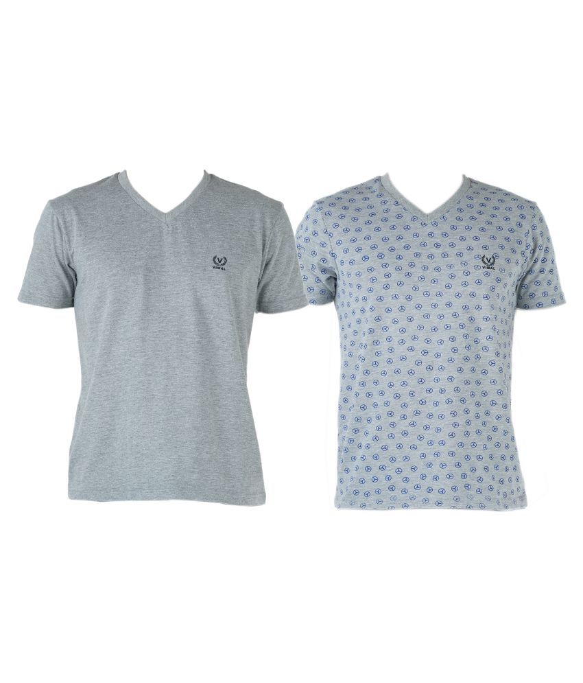     			Vimal Jonney Multi V-Neck T-Shirt Pack of 2