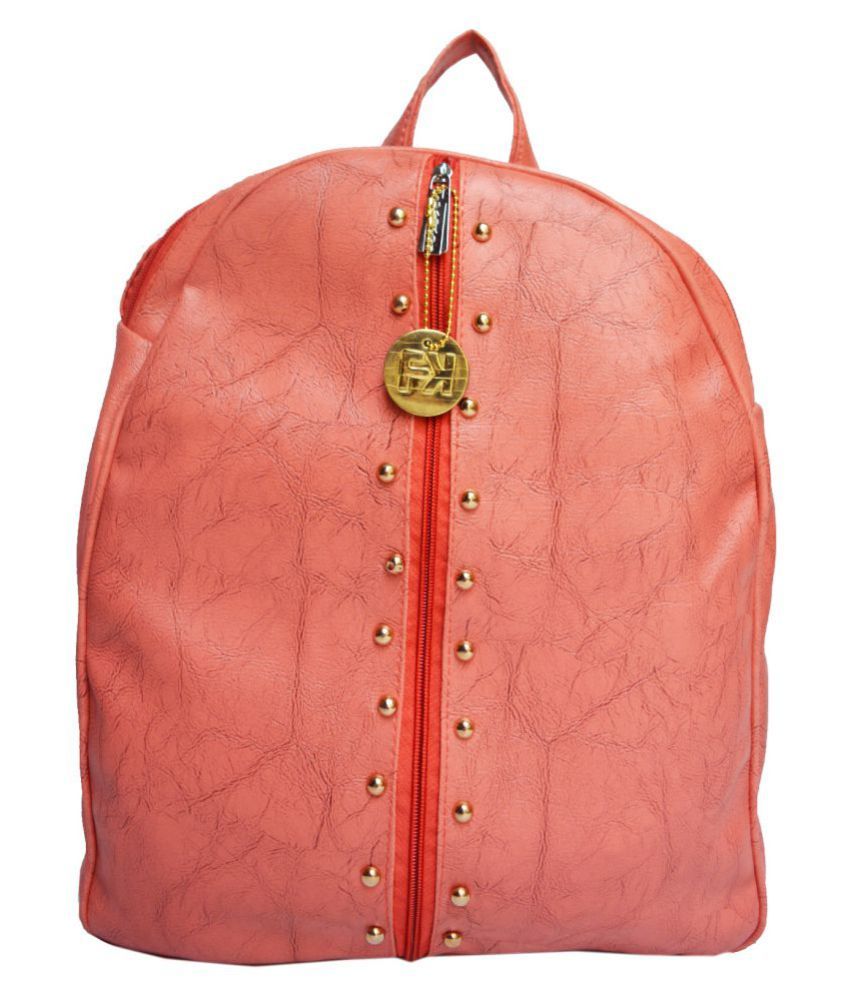 Fashion Knockout Peach Leather Pithu Bag Backpack - Buy ...