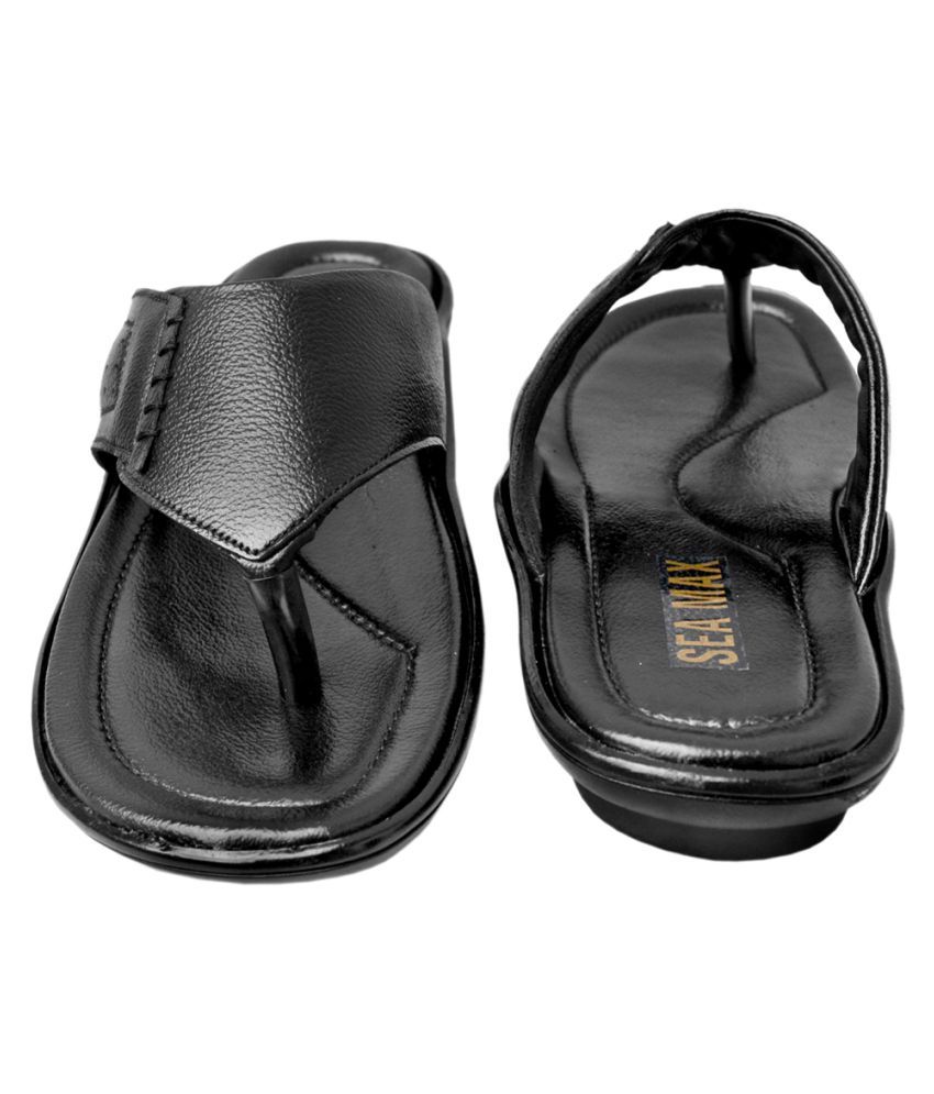 Sea Max Black Leather Slippers Price in India- Buy Sea Max Black Leather Slippers Online at Snapdeal