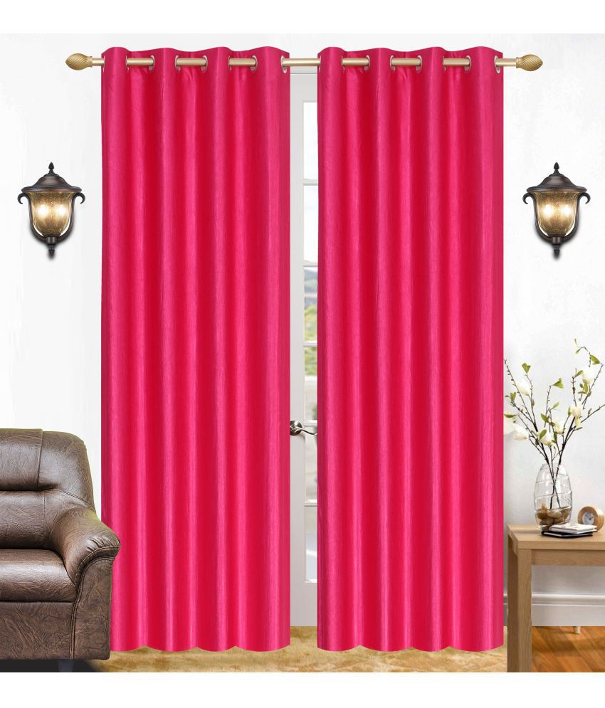     			Stella Creations Set of 2 Door Eyelet Curtains Plain Pink