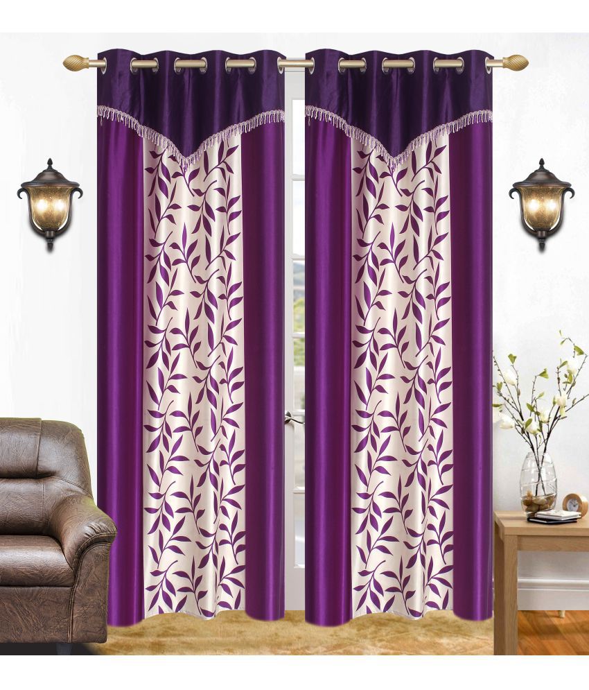     			Stella Creations Set of 2 Door Eyelet Curtains Printed Purple