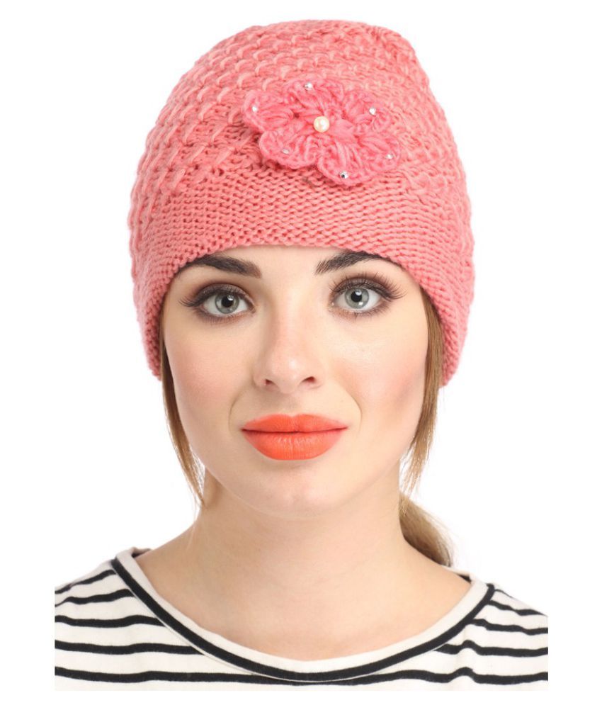     			Tahiro Pink Woollen Casual Cap - Pack Of 1