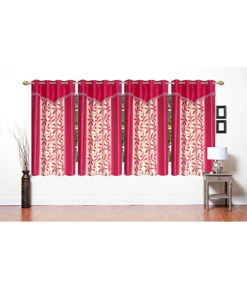     			Stella Creations Set of 4 Window Eyelet Curtains Printed Pink