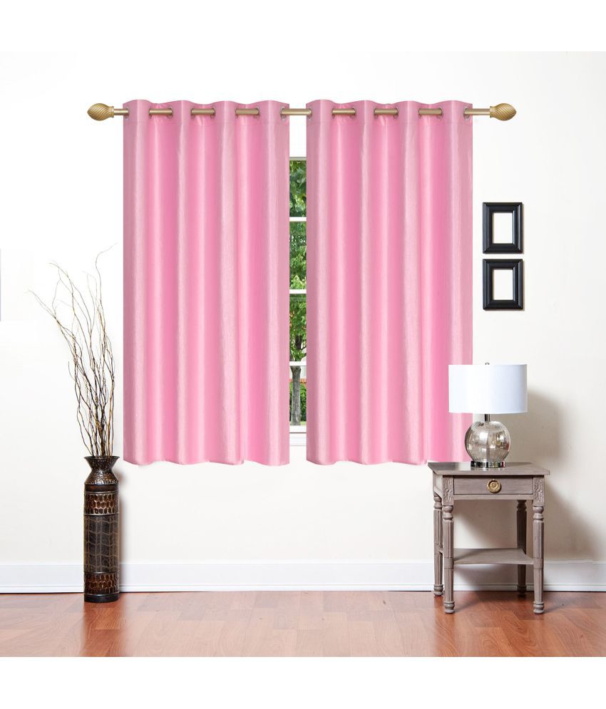     			Stella Creations Set of 2 Window Eyelet Curtains Plain Light Pink