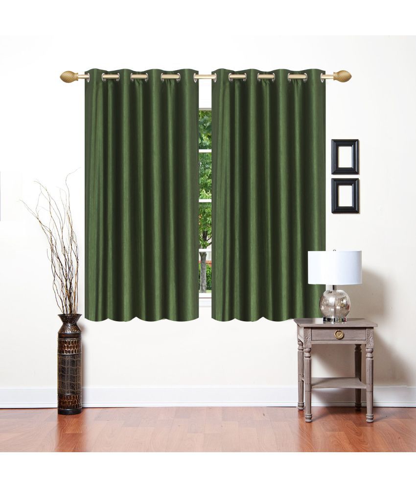     			Stella Creations Set of 2 Window Eyelet Curtains Plain Green