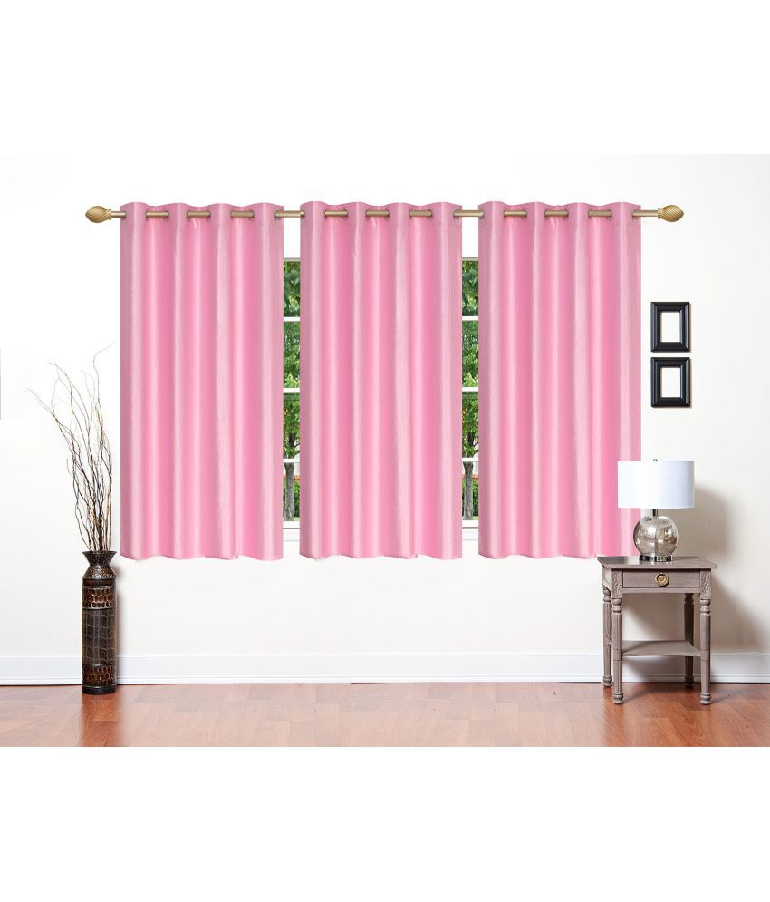     			Stella Creations Set of 3 Window Eyelet Curtains Plain Light Pink