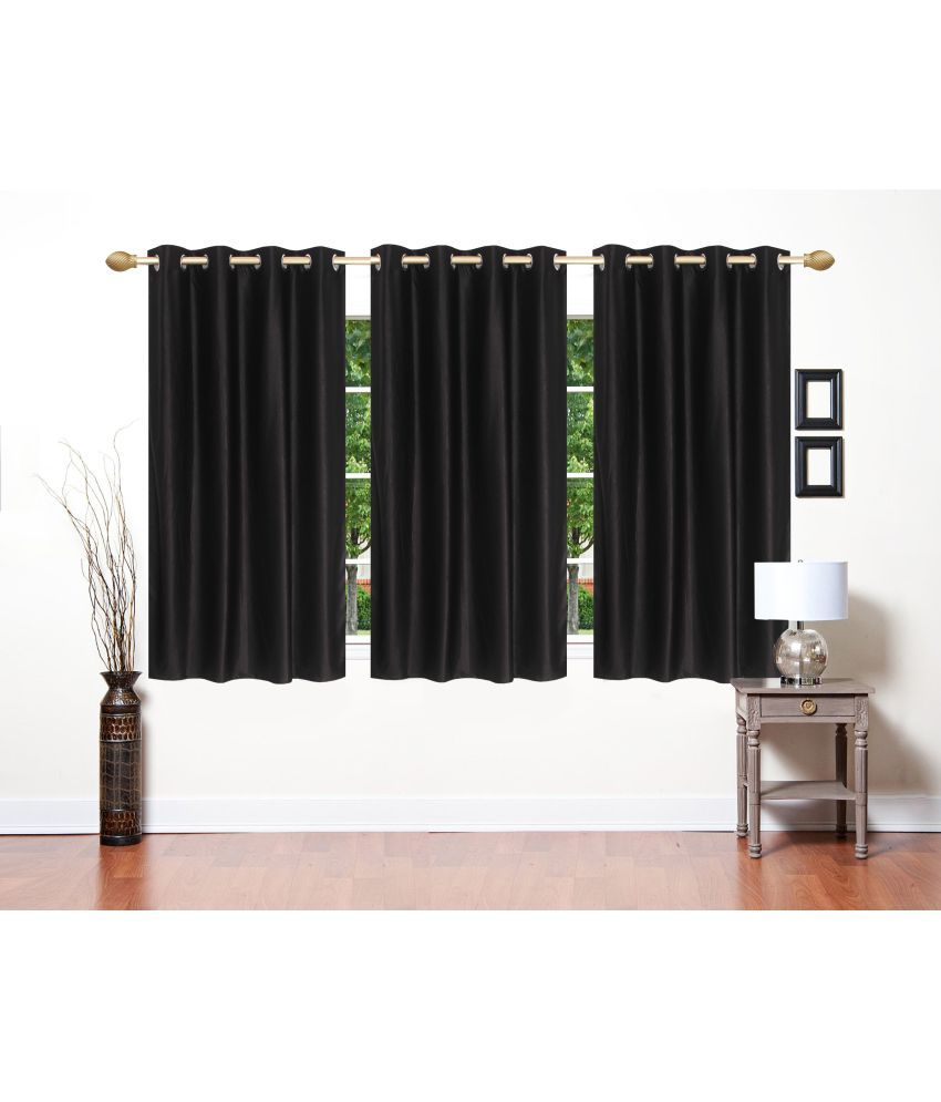     			Stella Creations Set of 3 Window Eyelet Curtains Plain Black