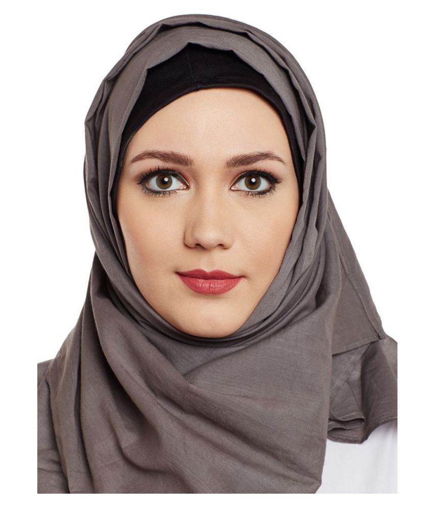 Momin Libas Brown Cotton Semi Stitched Hijabs Price in India Buy