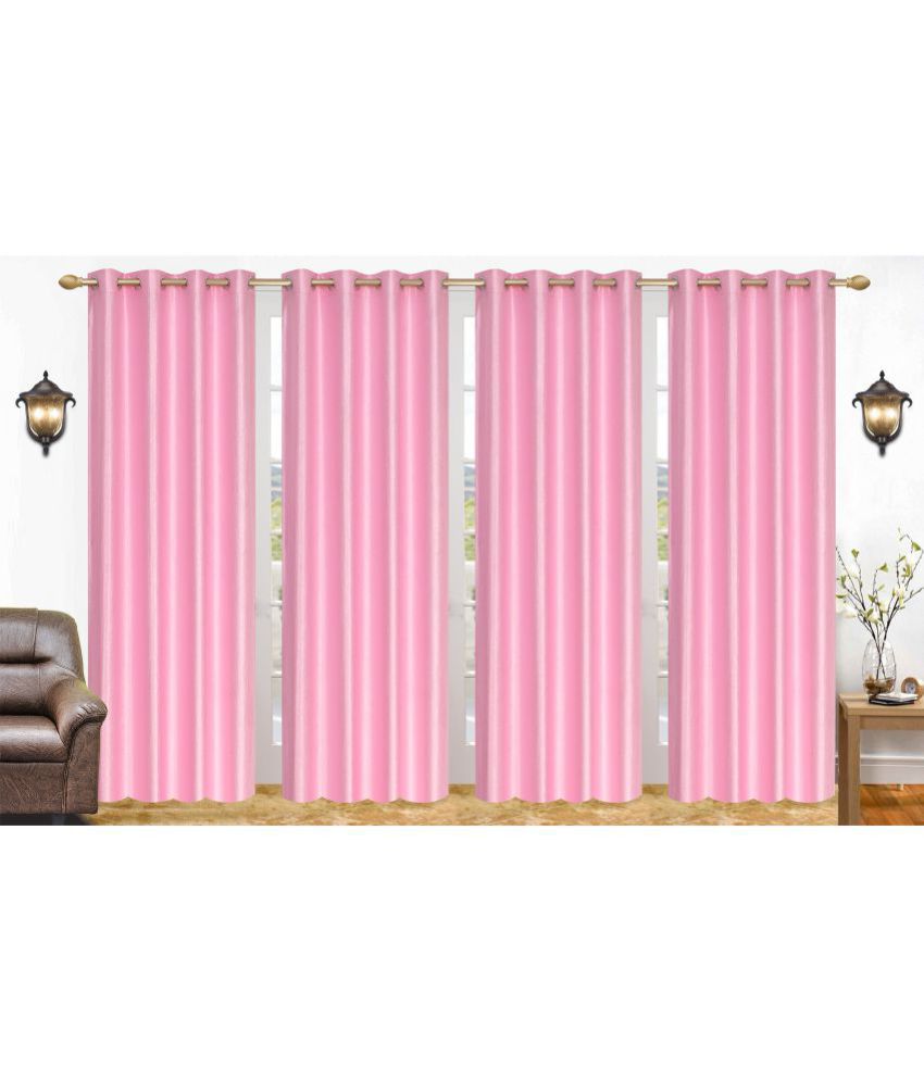     			Stella Creations Set of 4 Long Door Eyelet Curtains Plain Light Pink