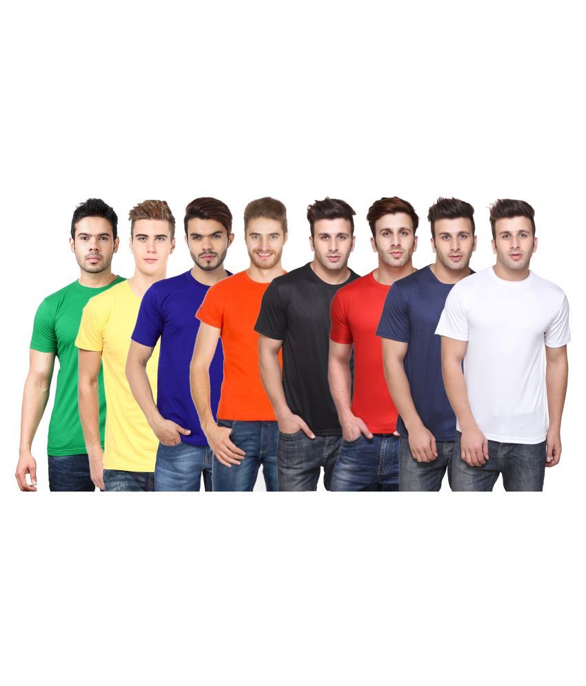     			Funky Guys Polyester Slim Fit Solid Half Sleeves Men's Round Neck T-Shirt - ( Pack of 10 )