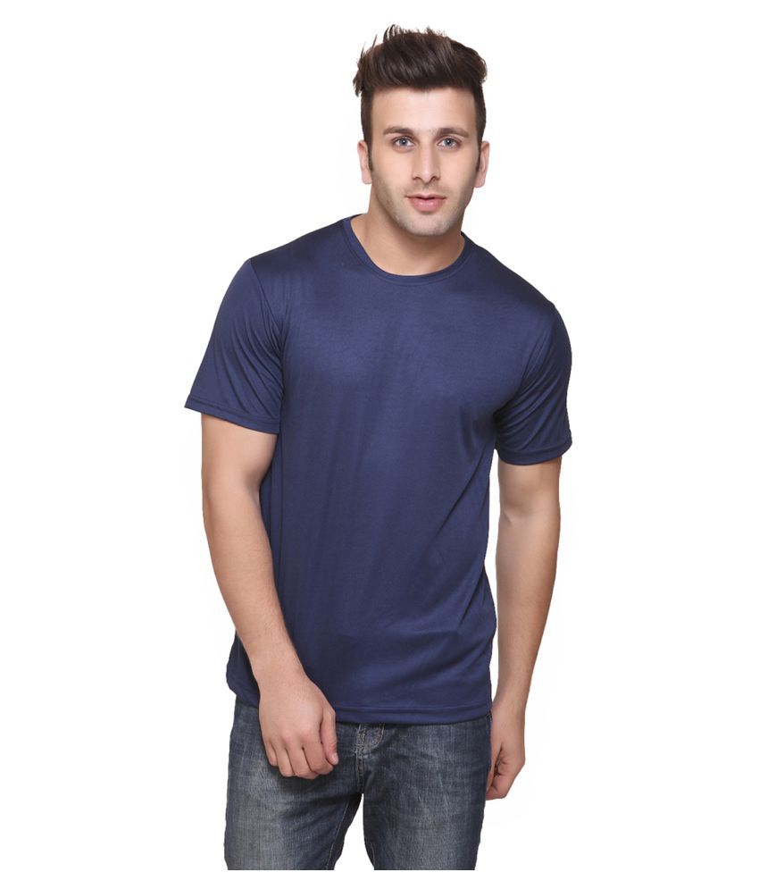     			Funky Guys Polyester Slim Fit Solid Half Sleeves Men's Round T-Shirt - Navy ( Pack of 1 )