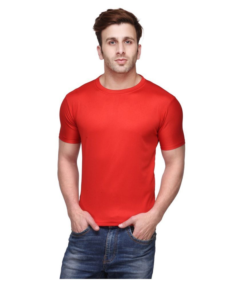     			Funky Guys Polyester Slim Fit Solid Half Sleeves Men's Round T-Shirt - Red ( Pack of 1 )