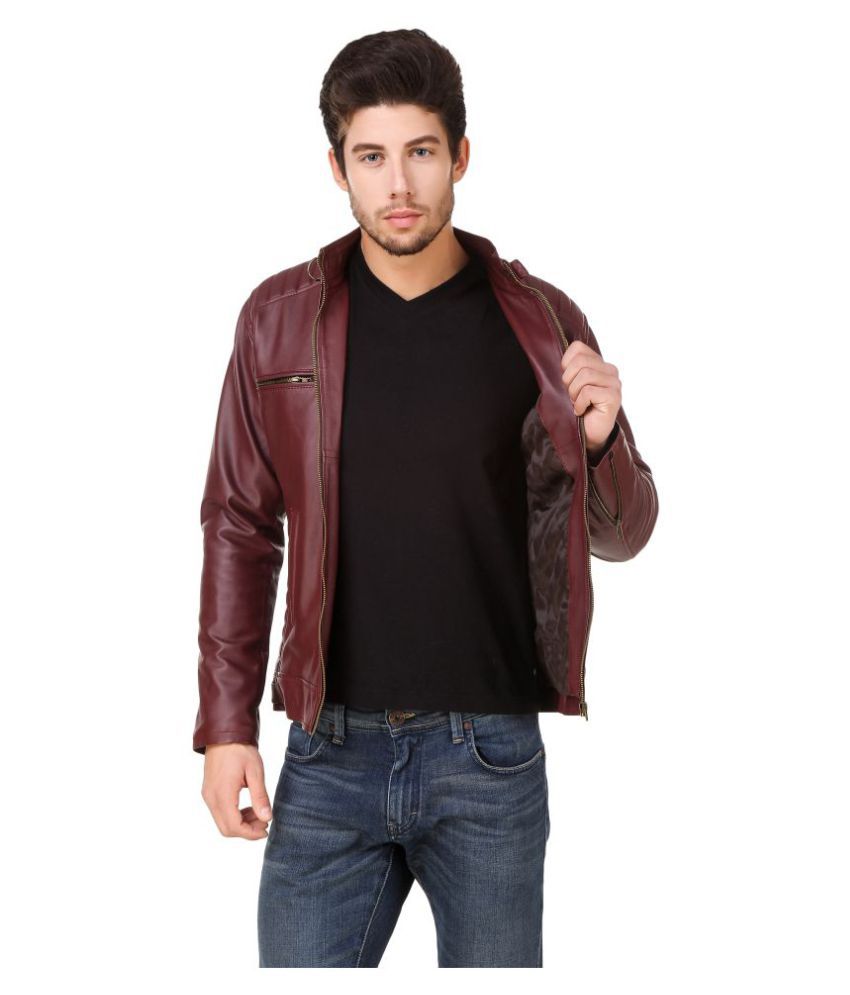 Smerize Maroon Leather Jacket - Buy Smerize Maroon Leather Jacket ...