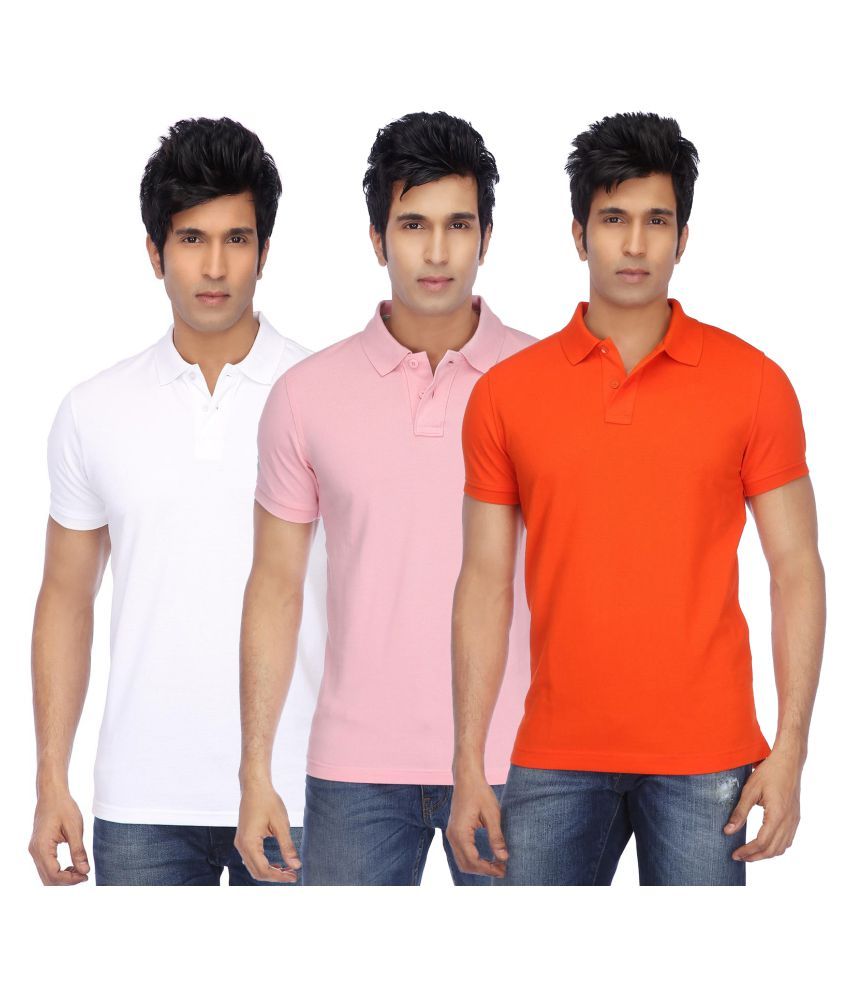     			Funky Guys Pack of 3 Cotton Blend Slim Fit Solid Half Sleeves Men's Polo T Shirt ( Multicolor )