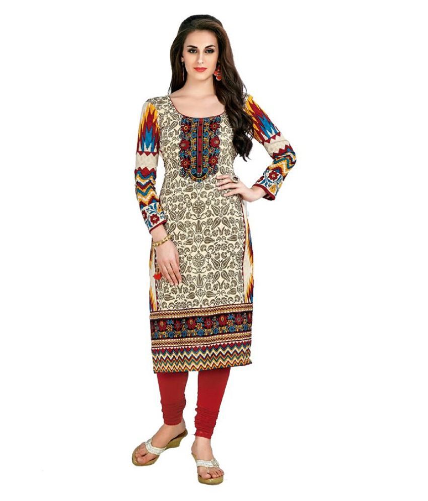 JAIPUR FABRICS Off White Jacquard Printed Unstitched Kurti Buy JAIPUR