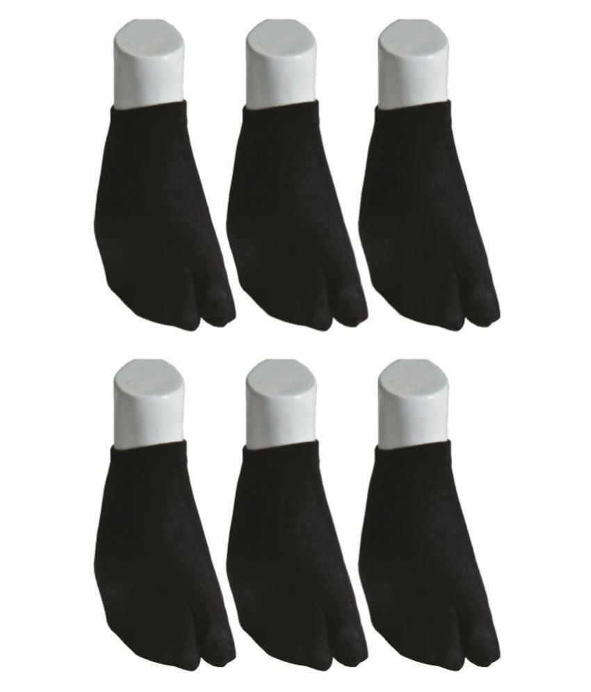     			Tahiro Black Cotton Thumb Ankle Length Socks - Pack Of 6