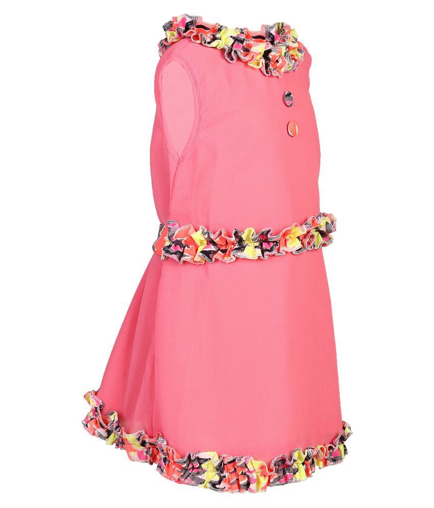 GOODWILL Girl's Solid Regular Pink Gerogette A-line Dress - Buy ...