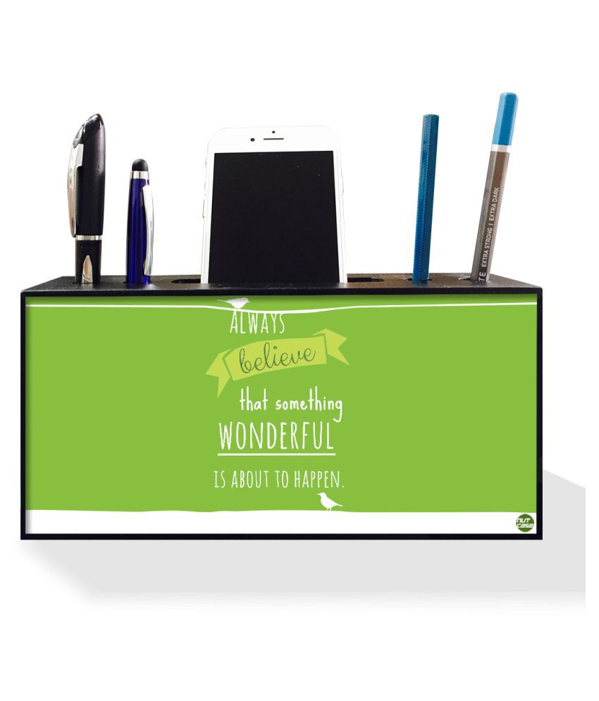 Nutcase Designer Pen Mobile Stand Holder For Office Table Wooden