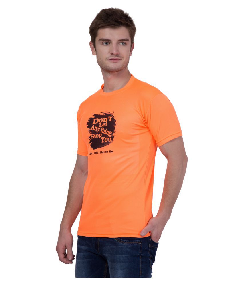 KRISTOF Orange Polyester Viscose T-Shirt - Buy KRISTOF Orange Polyester ...