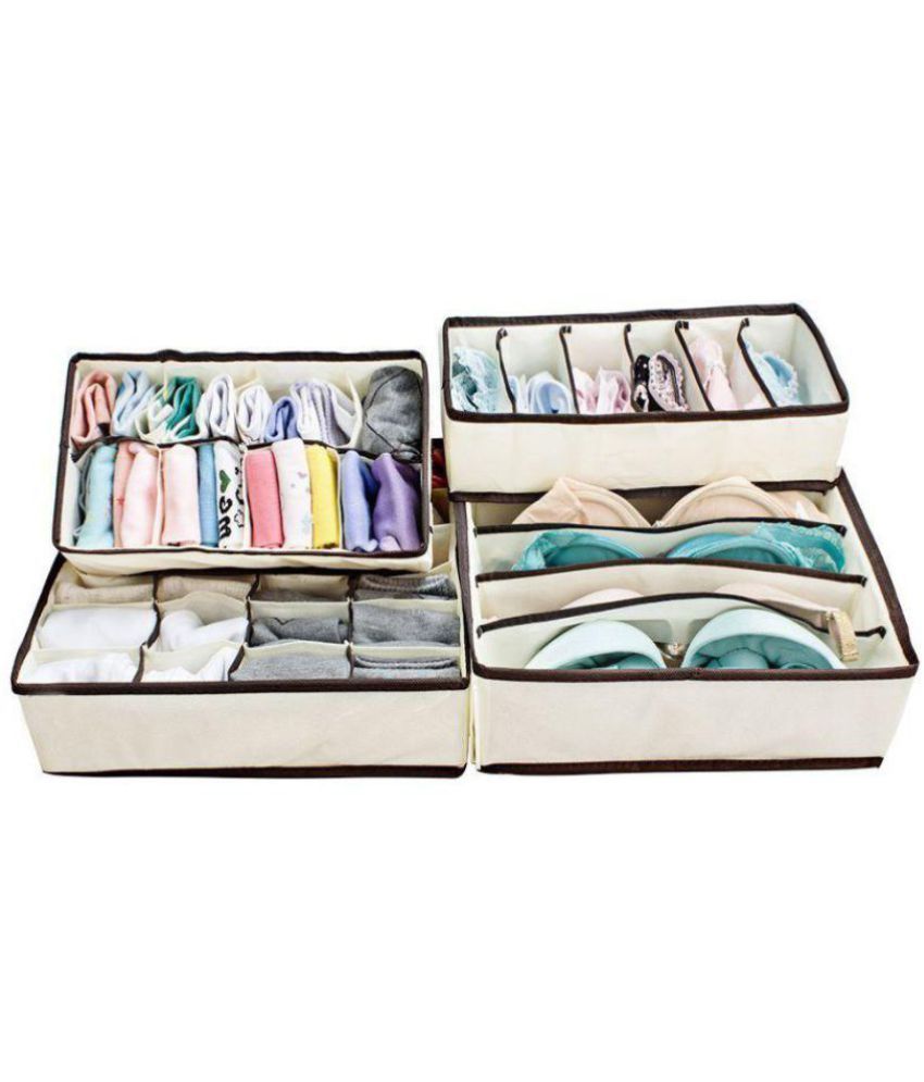 Uniquedealz Set of 4 Foldable Drawer Organizer for Innerwear, Socks ...