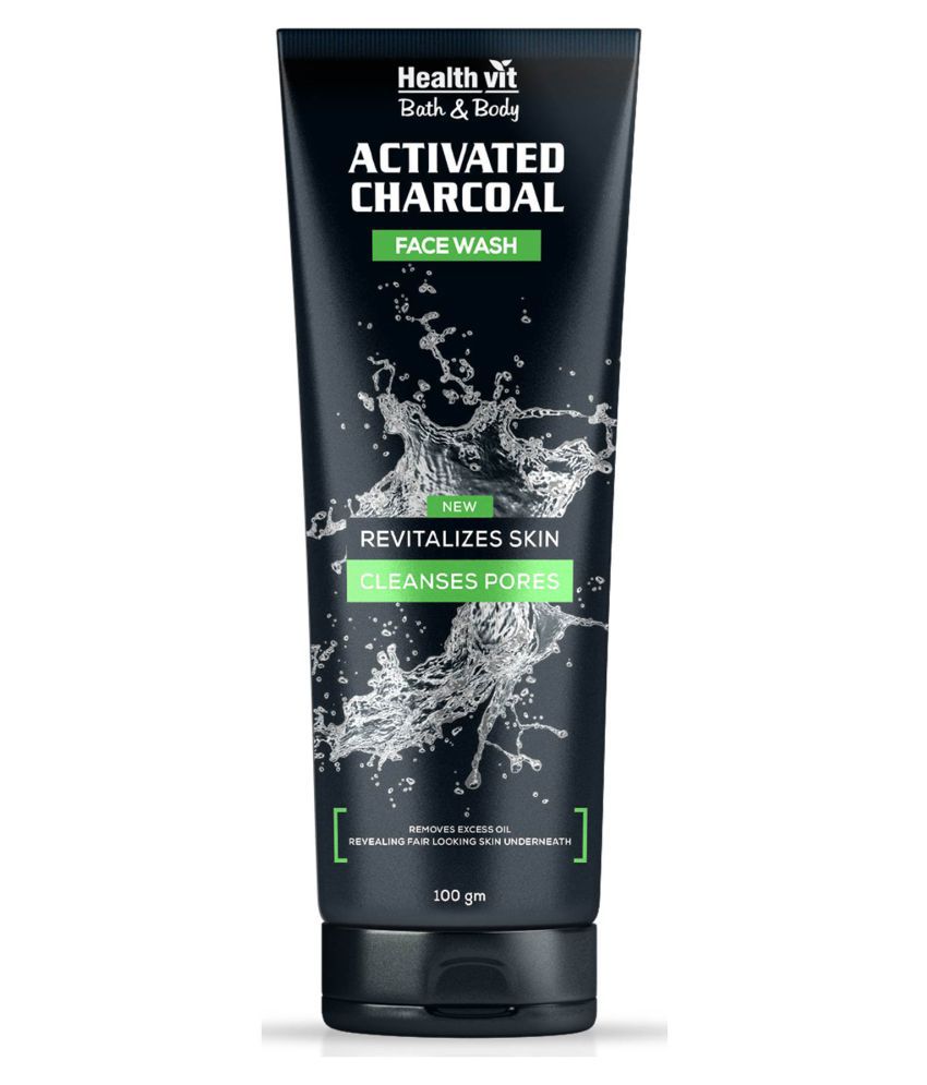 Healthvit Activated Charcoal Facewash, 100g | Deep Cleansing, Brightening & Refreshing