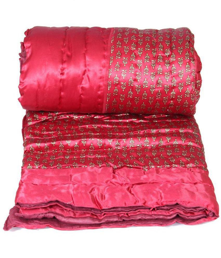 Jaipuri razai Single Satin Red Traditional Quilt Coordinated Buy