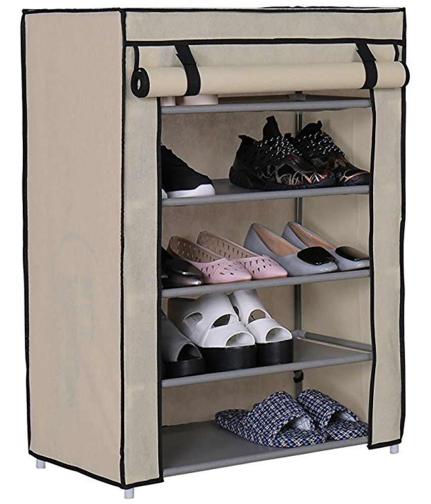 Foldable Shoe Rack 5 Layer Portable Fancy Wardrobe Closet Organizer Collapsible Almirah Shelf Multipurpose 5 Layer Storage Organizer Shoe Cabinet 1 Side Pocket With Zippered Cover Buy Foldable Shoe Rack 5