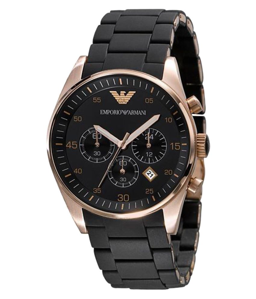 Emporio Armani Black Rubber Band Chronograph Watch - Buy Emporio Armani  Black Rubber Band Chronograph Watch Online at Best Prices in India on  Snapdeal