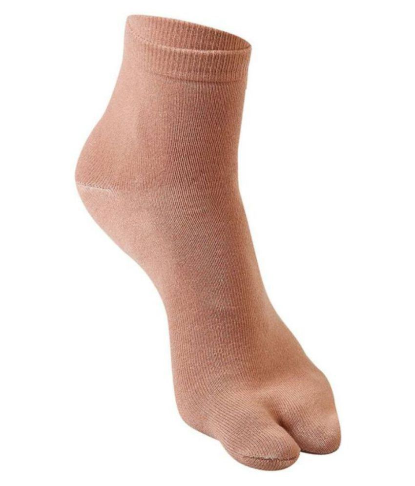     			Tahiro Beige Cotton Thumb Ankle Length Socks - Pack Of 1