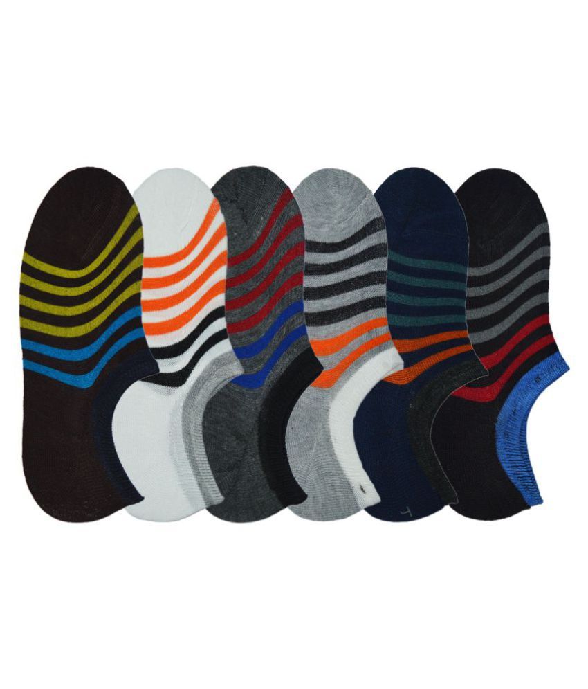     			Tahiro Multi Casual Striped No Show Socks - Pack Of 6