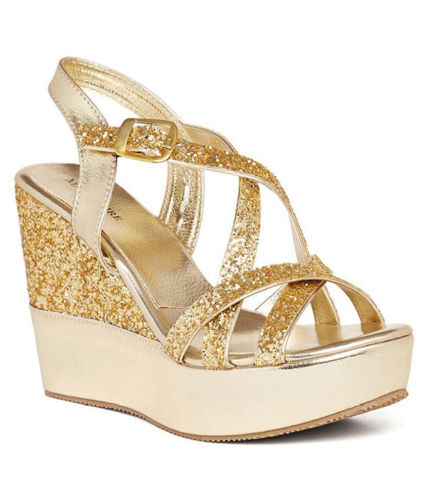 gold wedge high heels