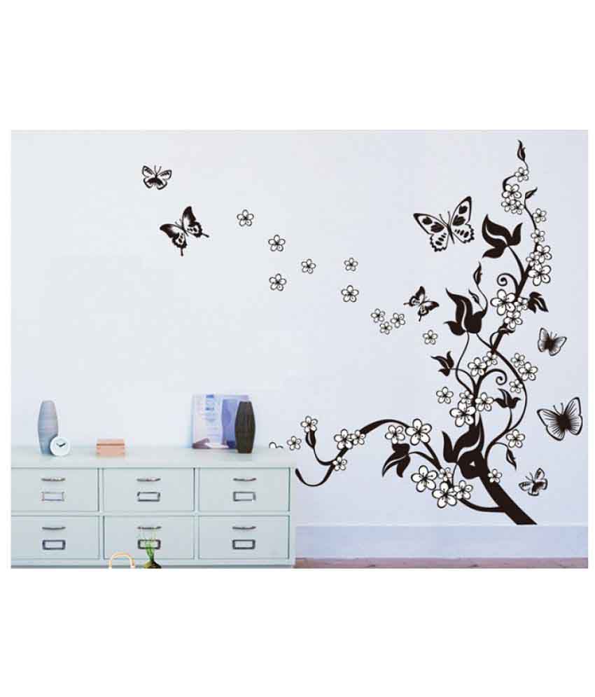     			Jaamso Royals Black Butterfly Nature PVC Multicolour Wall Stickers