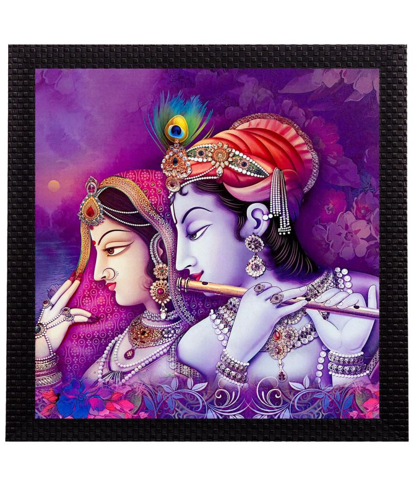     			eCraftIndia  Purple Radha Krishna Satin Matt Texture UV Art  Multicolor Wood Painting With Frame Single Piece