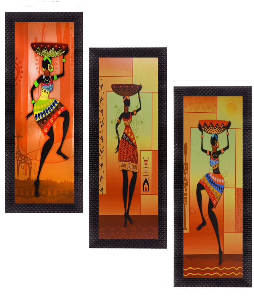     			eCraftIndia Wood Painting With Frame Set of 3